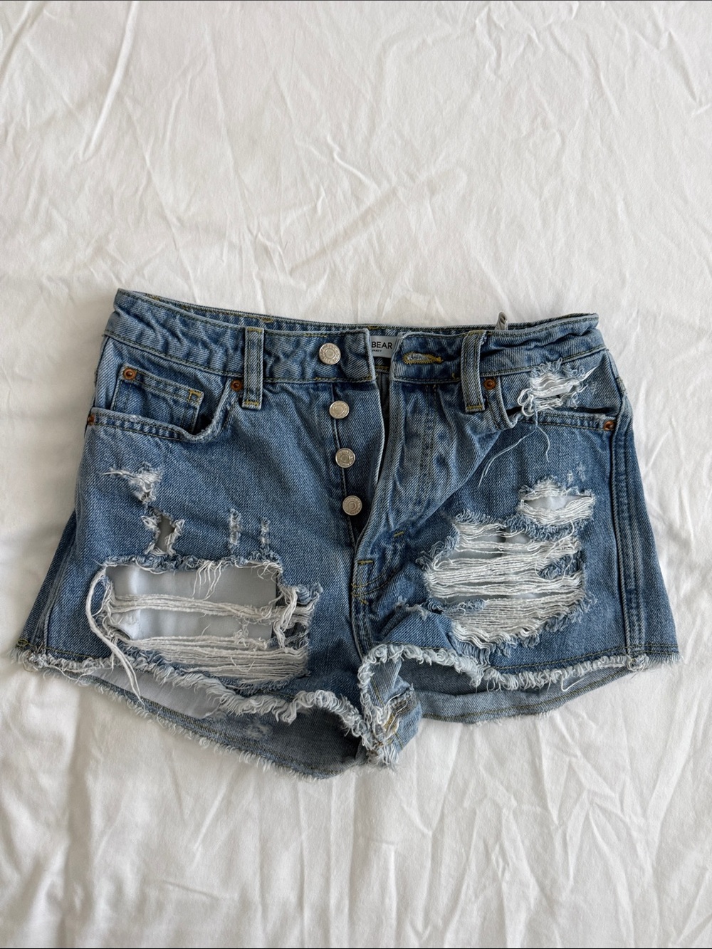 Pull & Bear Distressed Blue Denim Jean shorts